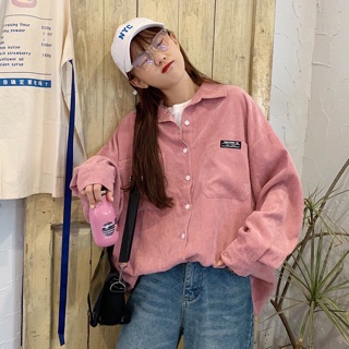 Áo Sơ Mi Gân Màu Pastel Form Rộng Ulzzang