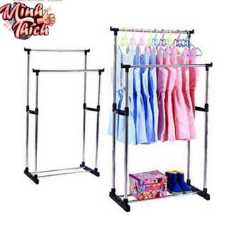 Giá Phơi Quần Áo, Xào Phơi Đồ, Giàn Phơi Inox Thông Minh 2 Tầng Có Bánh Xe Tiện Di Chuyển diengiadungso1