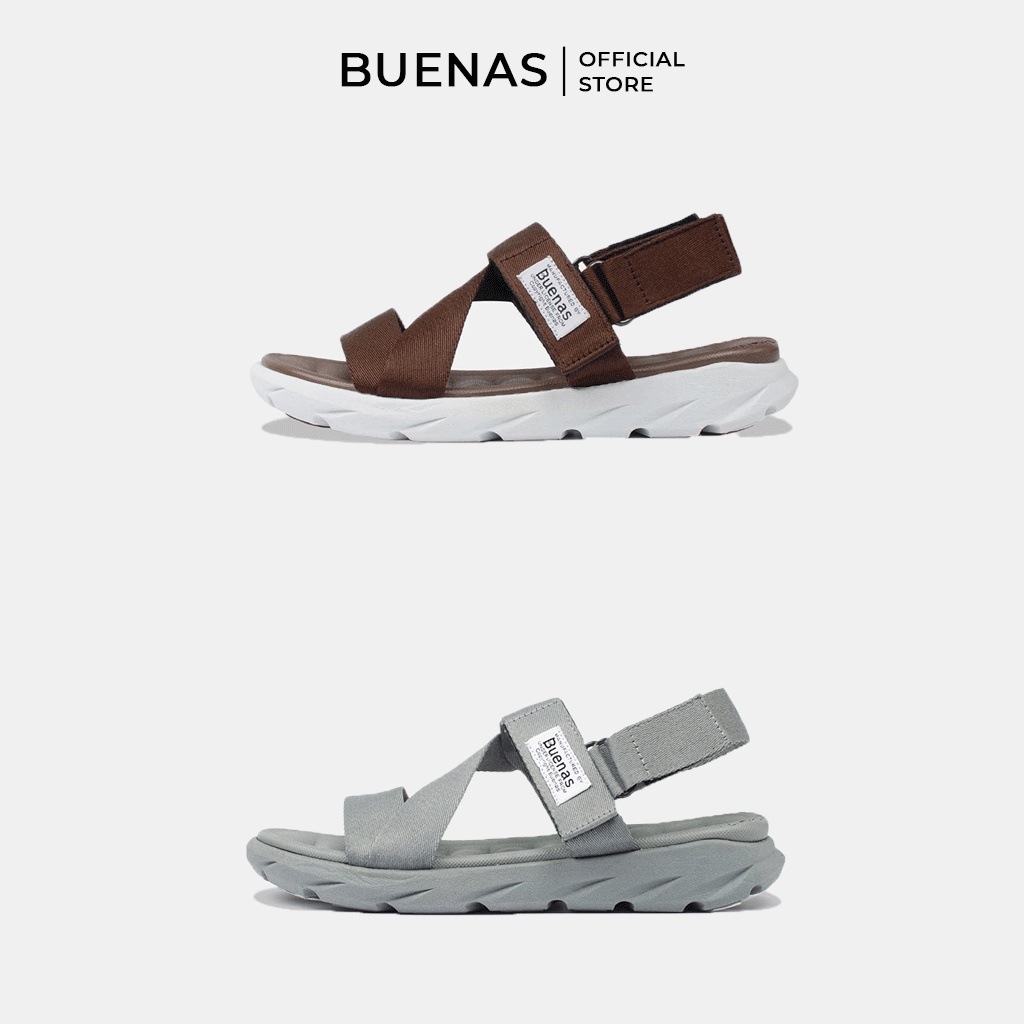 Giày sandal dép nữ nam unisex Buenas S7s quai ngang - xăng đan học sinh đế cao 3 phân chính hãng