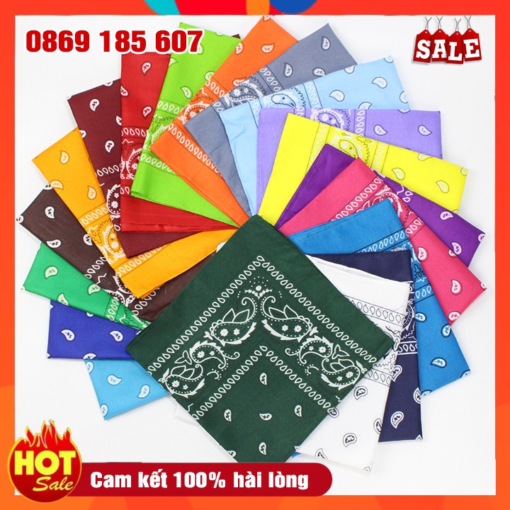 Khăn Vuông BANDANA Streetwear Nạm Nữ Họa Tiết Cá Tính