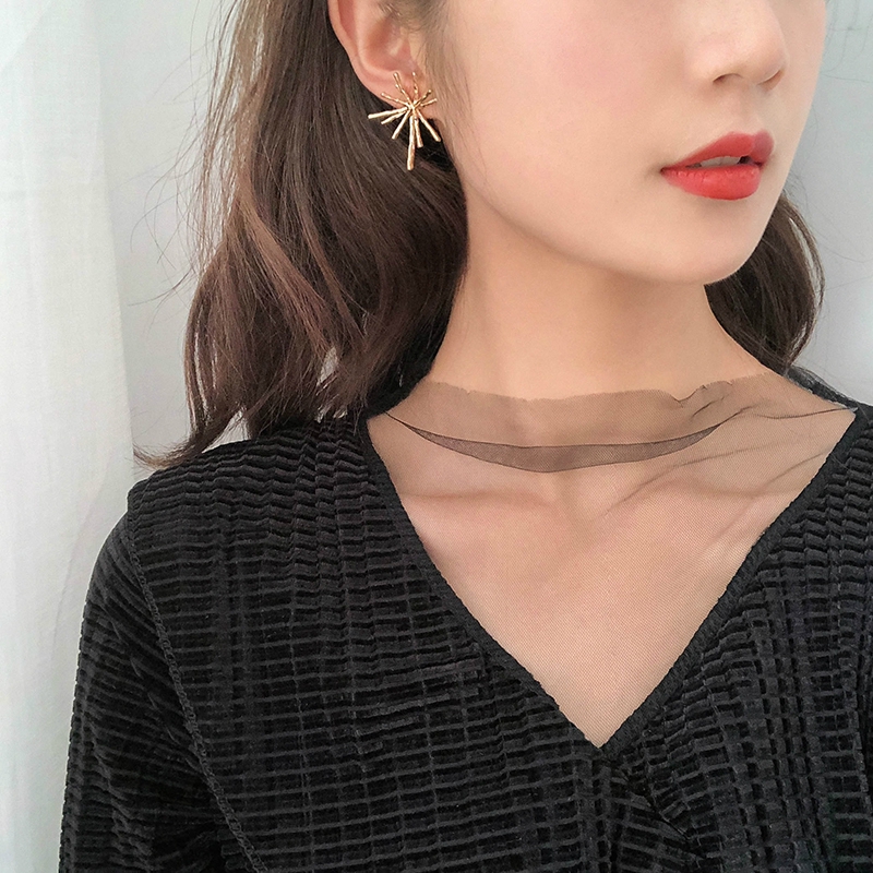 Khuyên Tai Kim Loại Hình Học Phong Cách Vintage Hàn Quốc Cho Nữ