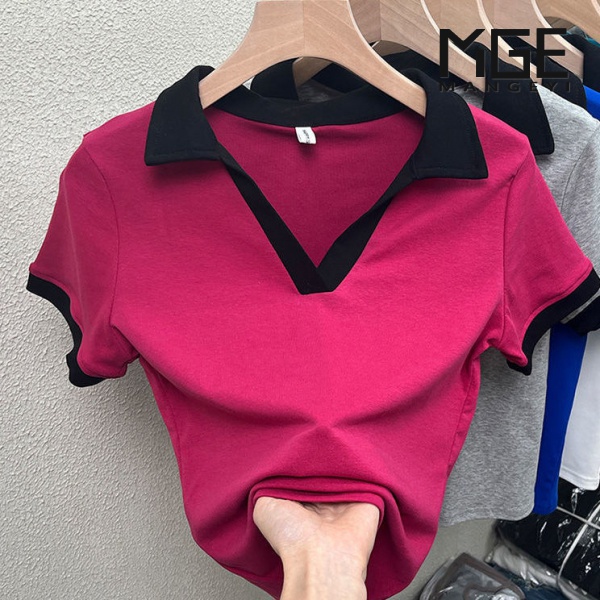 Áo thun tay ngắn cổ chữ v thời trang mùa hè sành điệu