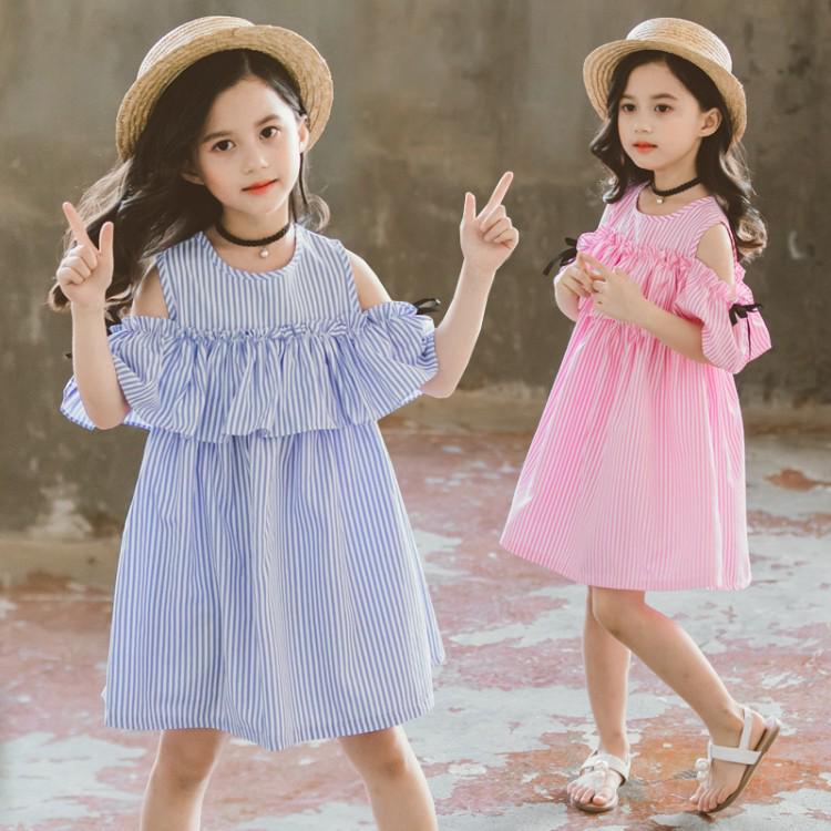 Đầm thun sọc ngang xinh xắn dịu dàng cho bé gái