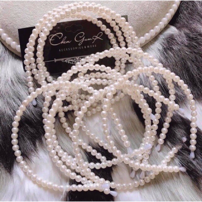 Bờm tóc siêu sang đính đá siêu sang ngọc trai nhân tạo cho nữ - chất liệu cao cấp, thời trang Hàn Quốc