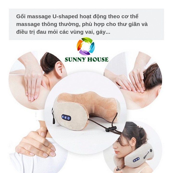 [LOẠI 1] Gối massage cổ chữ U, gối massage cổ vai gáy cực hiệu quả