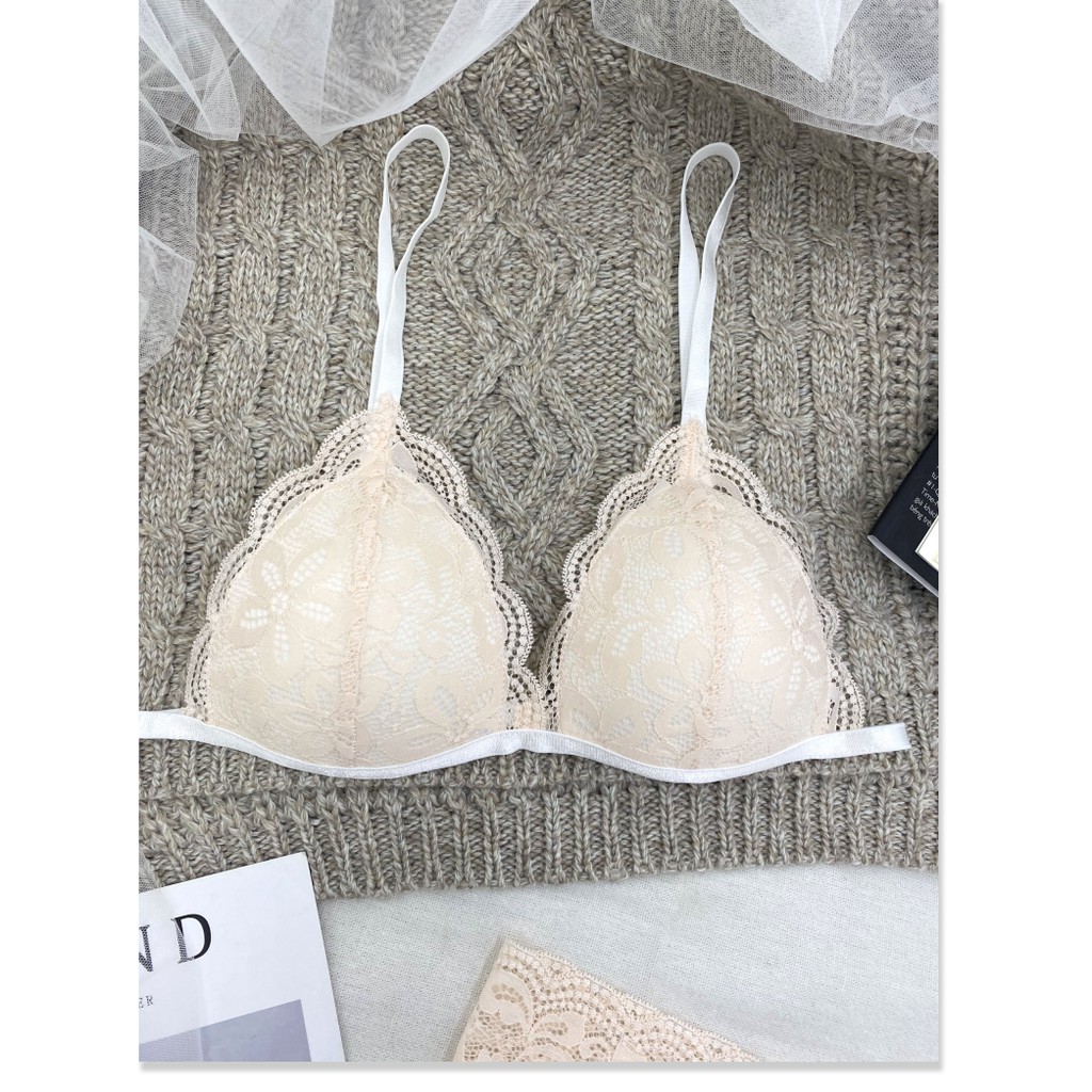 Đồ lót boyshort nữ thiết kế đơn giản có mút vải ren cao cấp loại 1 gồm áo + quần BRAHY 049