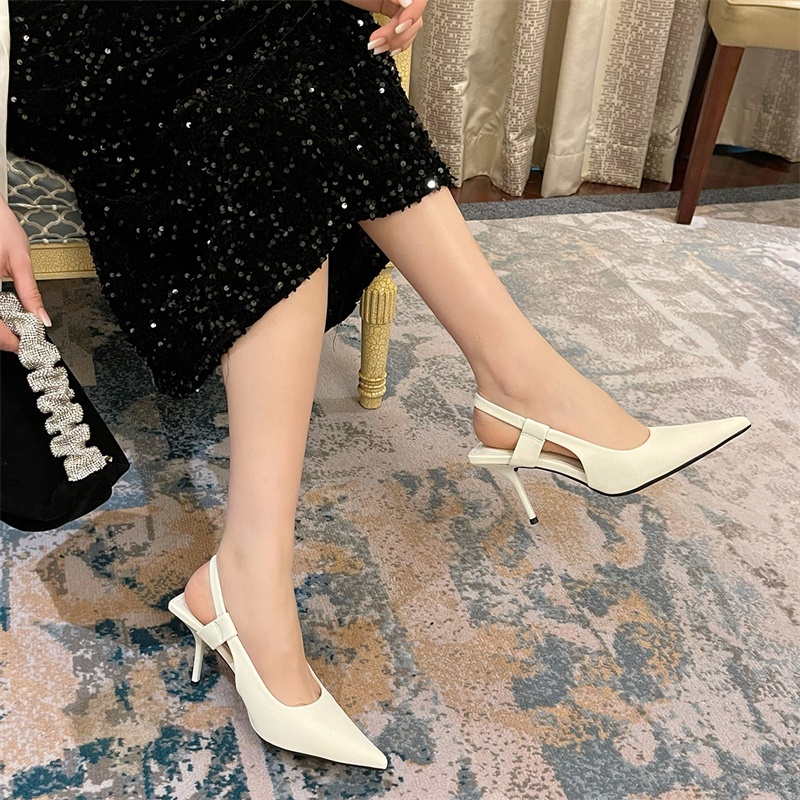 💖FULLBOX💖 Sandal giày cao gót hở gót nữ mũi nhọn gót nhọn phong cách basic