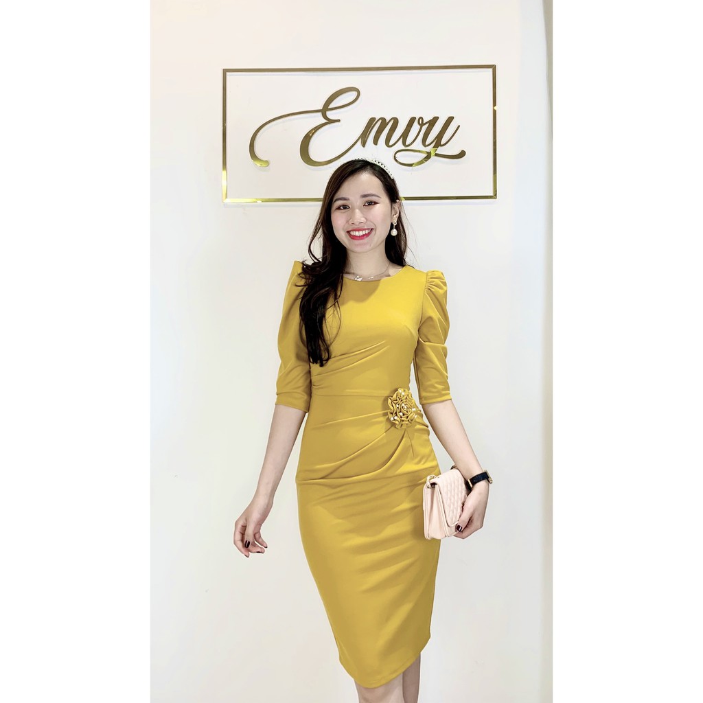 Đầm Body Dáng Ôm ,Nhún Eo Cổ Tròn Tay Bồng Emvy - V98 | BigBuy360 - bigbuy360.vn
