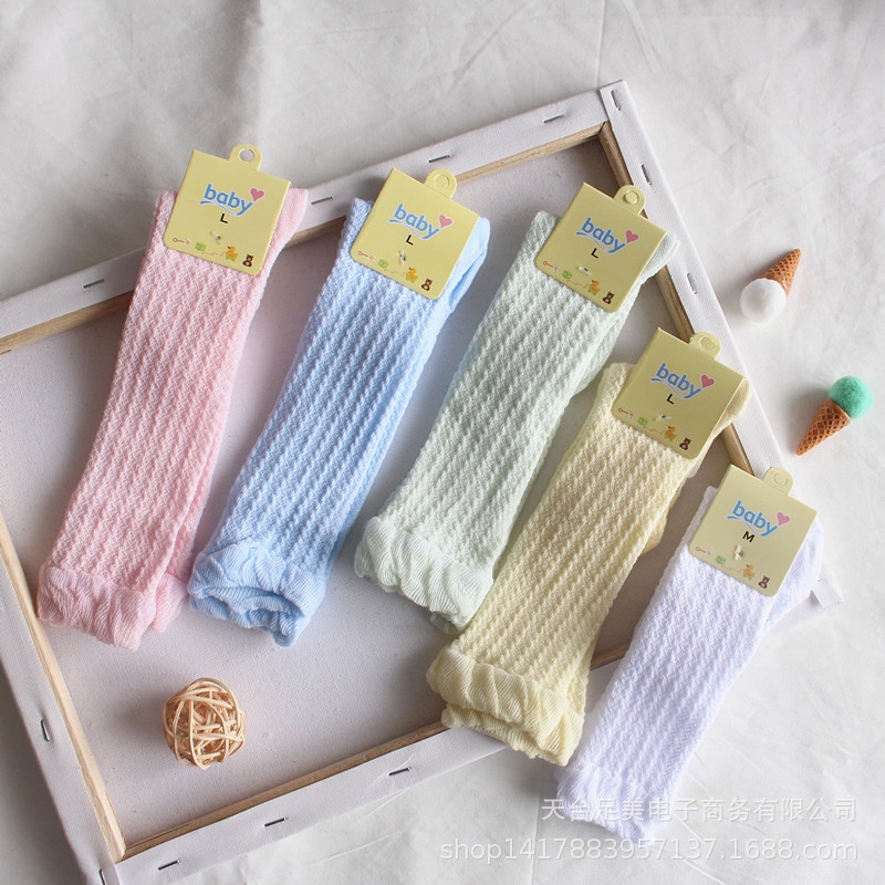 Vớ Cotton Dài Đến Đầu Gối Chống Trượt Phối Lưới Đính Nơ Thời Trang Mùa Hè Cho Bé Gái 0-3 Tuổi