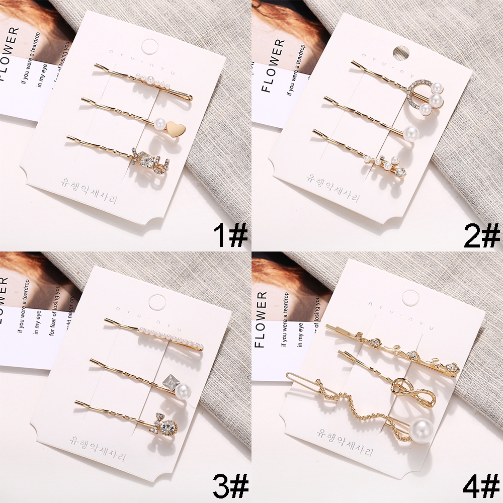 IF ME Set 3 Kẹp Tóc Đính Đá Thời Trang Cho Nữ