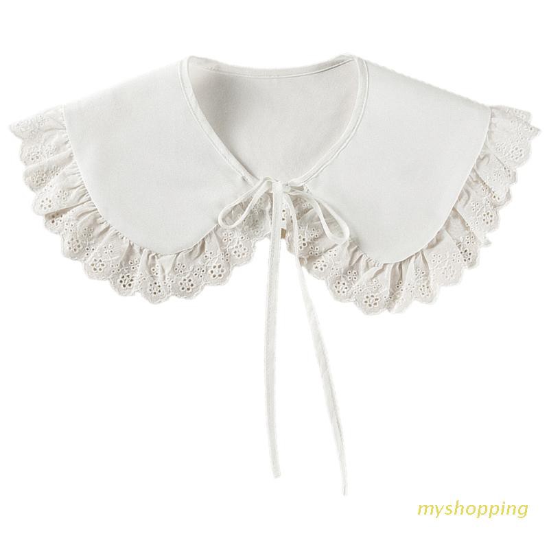 Cổ áo búp bê giả viền bèo ren hoa đục lỗ trang trí phong cách nữ sinh Nhật Bản
