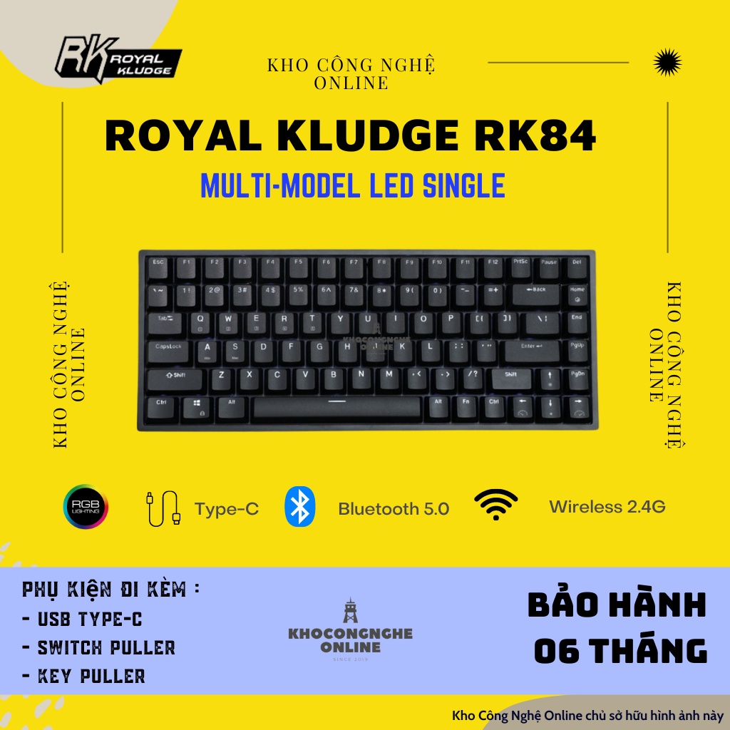 RK84 RGB HOTSWAP - Bàn phím cơ Royal Kludge RK84 Bluetooth 5.0 và Wireless 2.4G - CHÍNH HÃNG