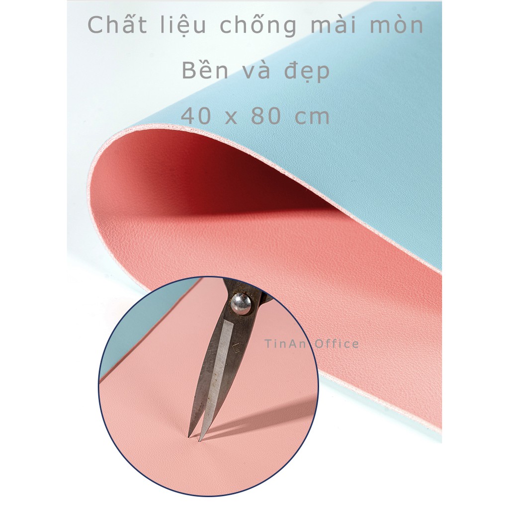 Miếng Lót Bàn Làm Việc, Lót Bàn Phím Da PU Khổ Lớn 80 x 40 cm, Chống Bẩn, Chống Thấm, Dùng Được Cả 2 Mặt