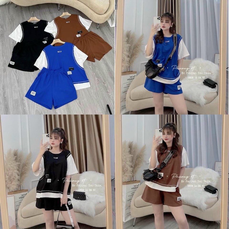 set bộ cộc thể thao tay phối màu