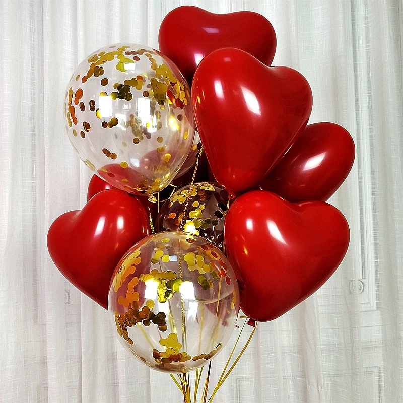 10Pcs Thickened Double Layer Red Heart Balloons Wedding Party Decoration
