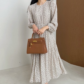 Đầm Maxi Vải Voan In Hoa Kiểu Vintage Hàn Quốc Xinh Xắn Cho Nữ