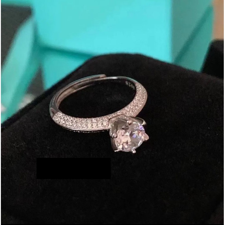 Nhẫn Bạc S925 1 carat Moissanite Đính Kim Cương Hai Mặt Thời Trang Dân Tộc Cho Nữ