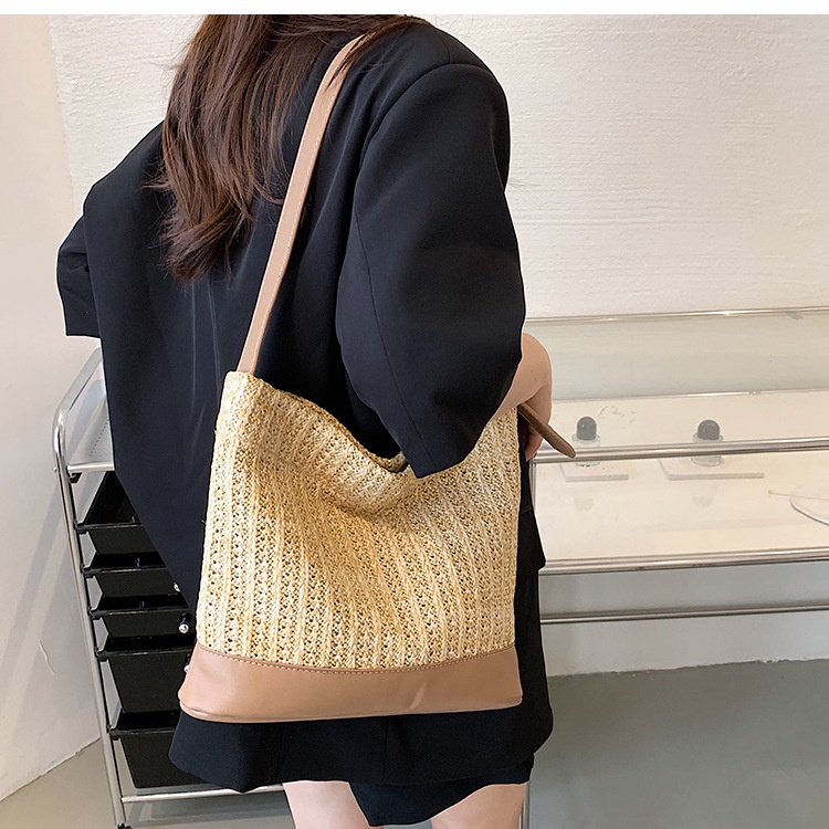 Túi Xách Bằng Rơm Kích Thước Lớn Thời Trang Dễ Phối Đồ Cho Nữ