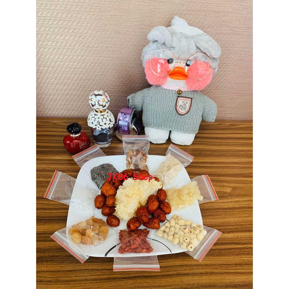 Chè dưỡng nhan nhựa đào - tuyết yến- tuyết liên tử- Set nấu 10 chai 300ml