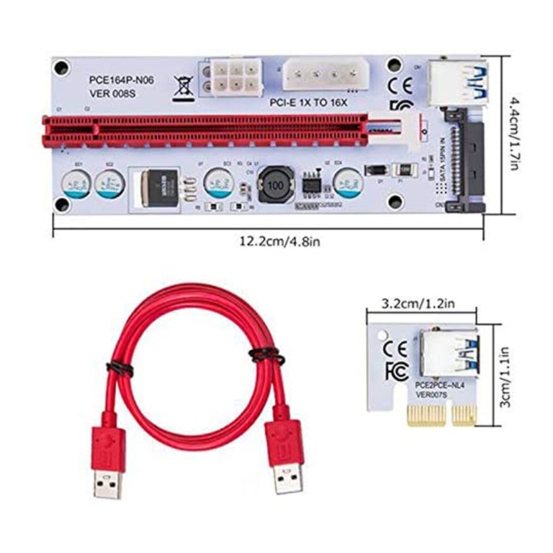 Card Mở Rộng PCI-E 1X Sang 16X 4Pin 6Pin Cho Đèn LED US