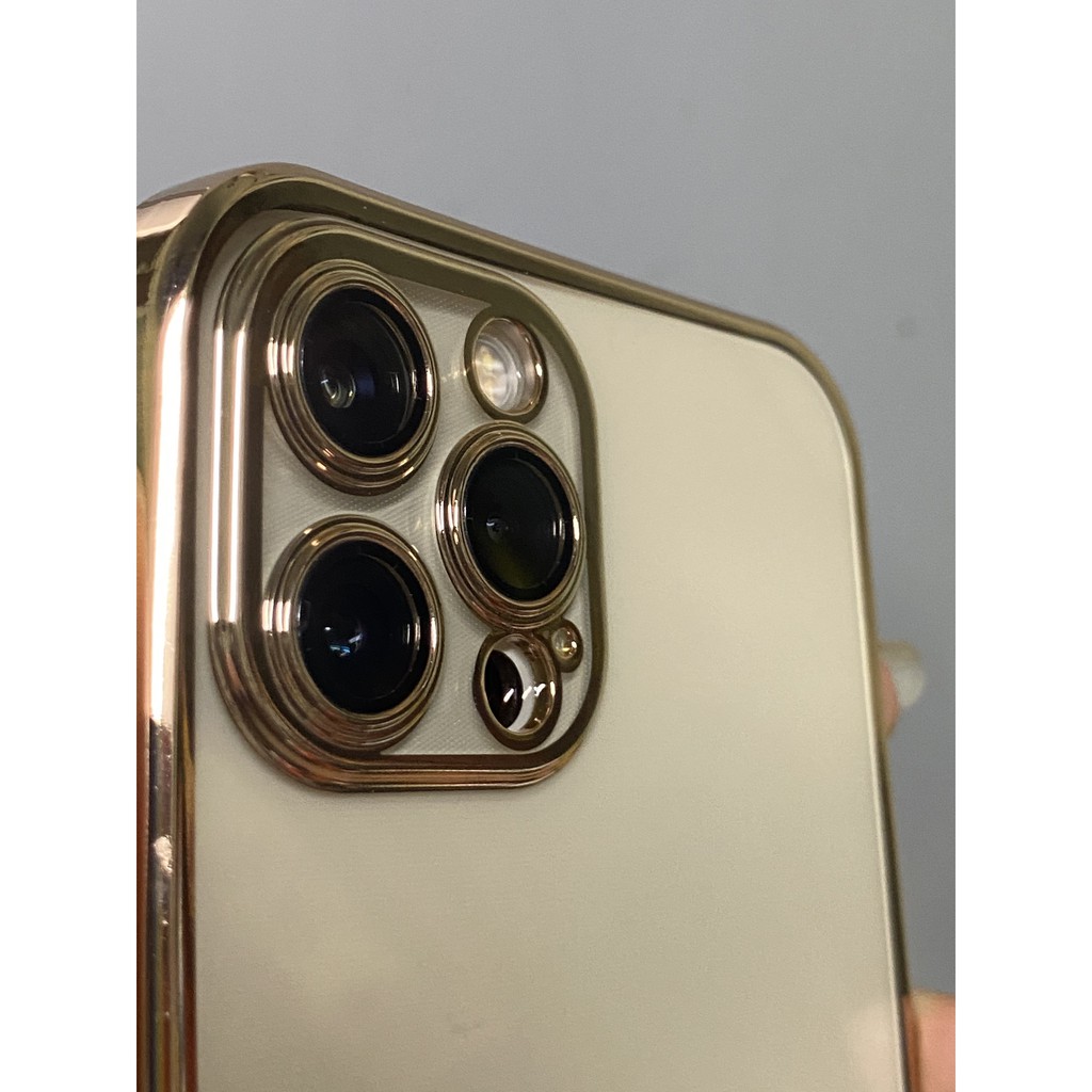 GIẢ IPHONE 12 Ốp lưng dẻo trong viền vuông màu CÓ LỚP KÍNH bảo vệ Camera iPhone 7 8 / PLUS X XS 11 12 / PRO MAX