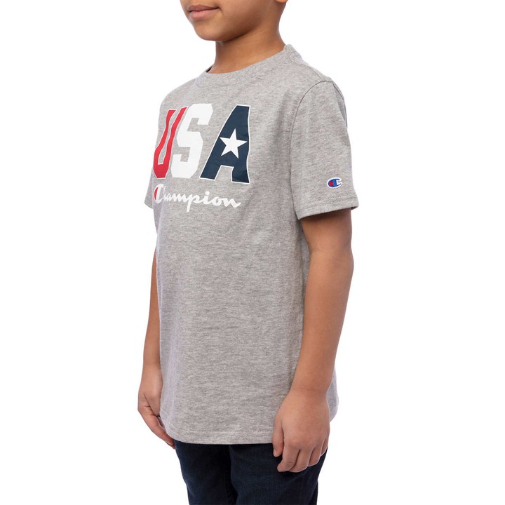 Set 2 áo Champion Youth Short Sleeve Tee - Black/ Grey