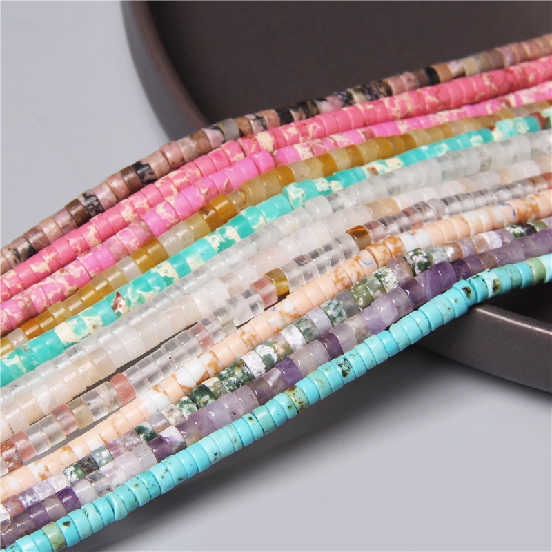 Set 50 Hạt Đá Tự Nhiên 2x4mm Nhiều Màu Sắc Dùng Làm Trang Sức Thủ Công