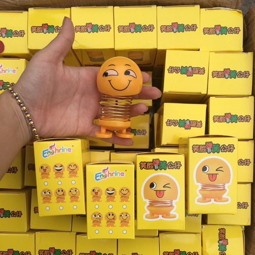 Bộ 4 con Lật Đật Icon Lò Xo Nhún Xả Stress - Lật Đật Emoji Trang Trí Xe Ôto, bàn làm việc