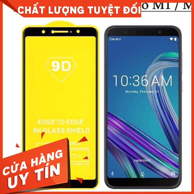 [Mã ELFLASH3 hoàn 10K xu đơn 20K] Kính cường lực 9D Zenfone Max Pro M1 Full keo màn hình