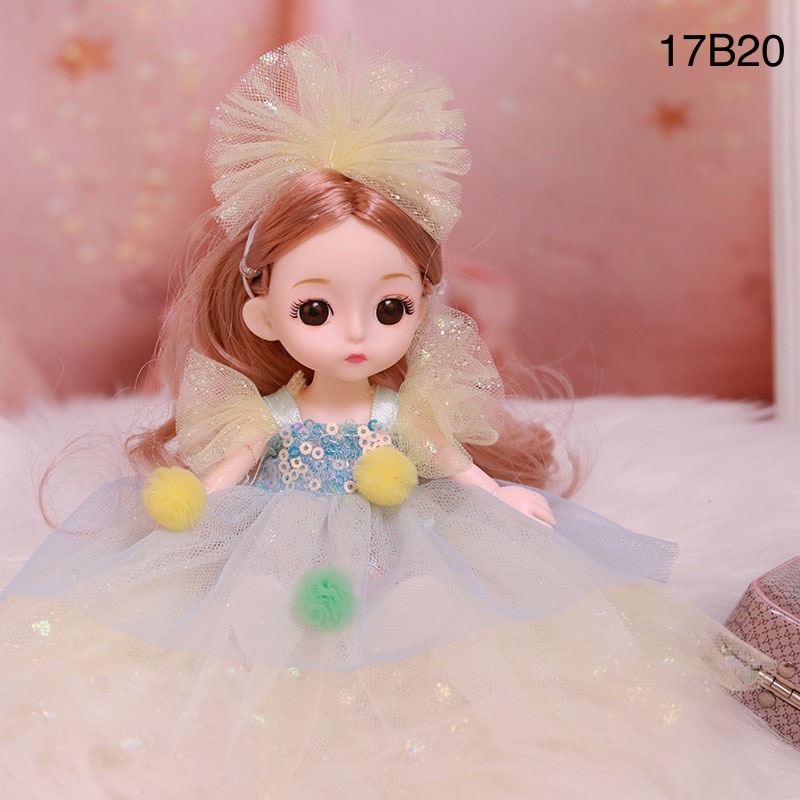 Đồ chơi búp bê Barbie công chúa dễ thương 17cm có khớp 3D cử động linh hoạt