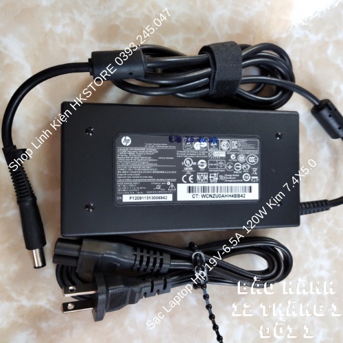 Sạc Laptop Hp 18.5V - 6.5A 120W Đầu Kim dùng cho các dòng máy HP Elitebook 8740W, 8540p, 8540W, 6930, 6910,  8530p