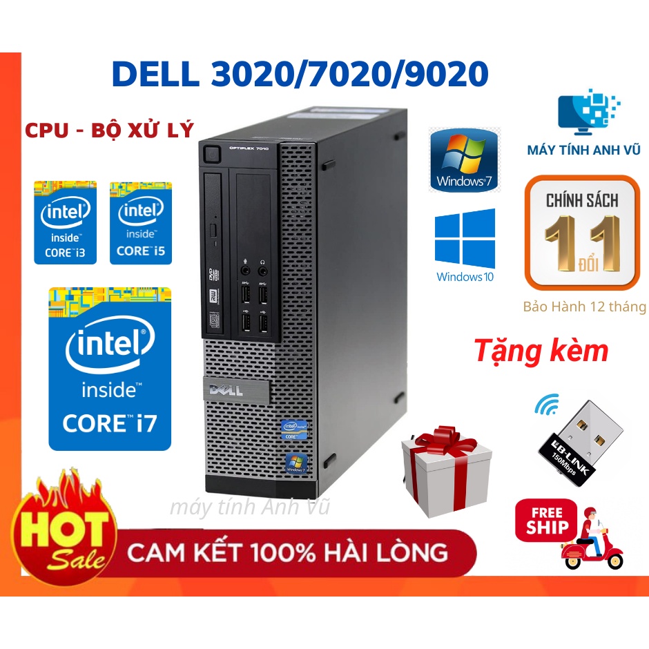 Máy tính đồng bộ Dell Optiplex 3020 7020 9020 nhỏ gọn bền bỉ  Tặng USB WIFI Bảo hành 12 tháng