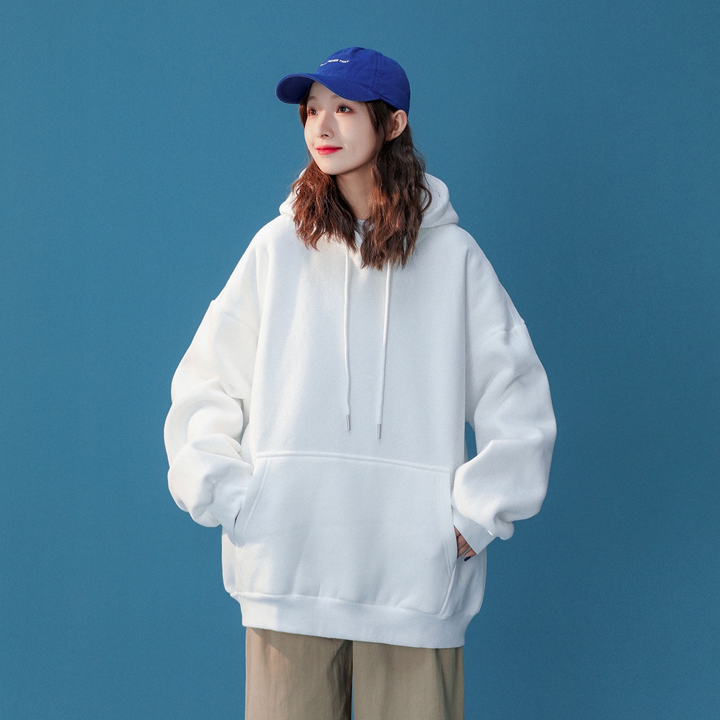 Áo hoodie IFNICEFUTURE tay dài dáng rộng màu trơn đa năng thời trang mùa thu S-3XL