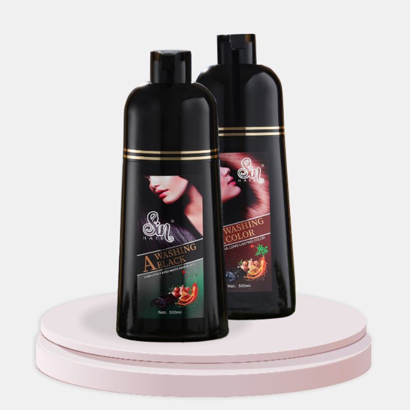 Dầu gội đầu phủ bạc sin hair Nhật Bản 500ml, phủ bạc màu đen nâu đều màu tự nhiên tinh chất nhân sâm không có hại cho da