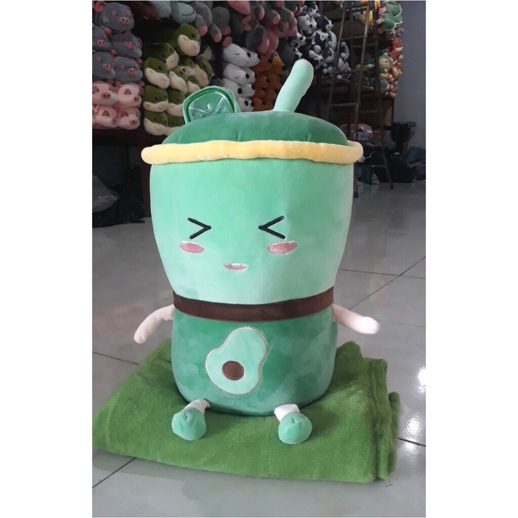 Chăn gối văn phòng hình thú voi xinh, trà sữa, hổ siêu mẫu mới đáng yêu 2in1