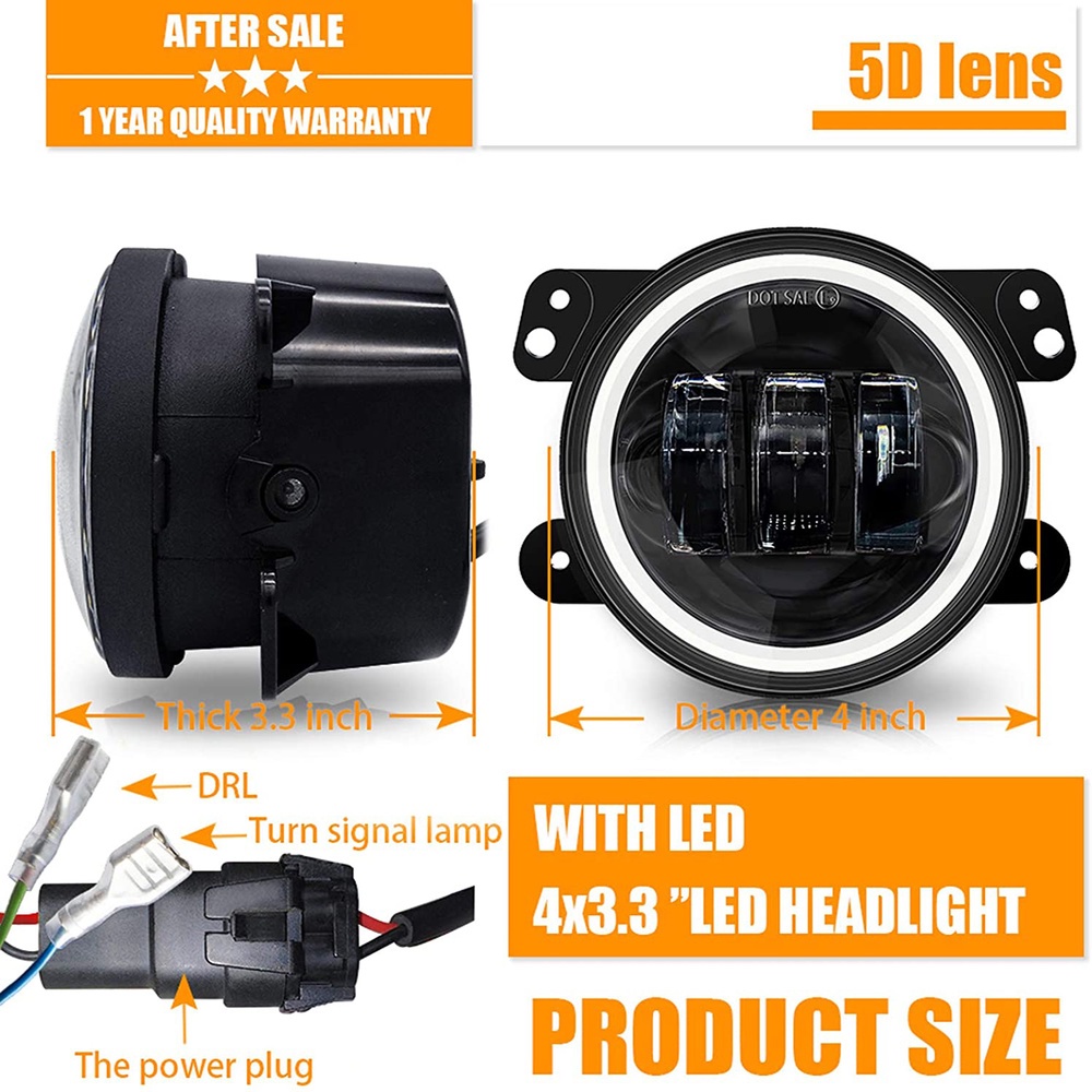 3,5 inch 4 inch LE Đèn sương mù đa năng Bumper Light Offroad Đèn sương mù trắng DRL cho xe Jeep Wrangler JK JL Dodge Journey Honda