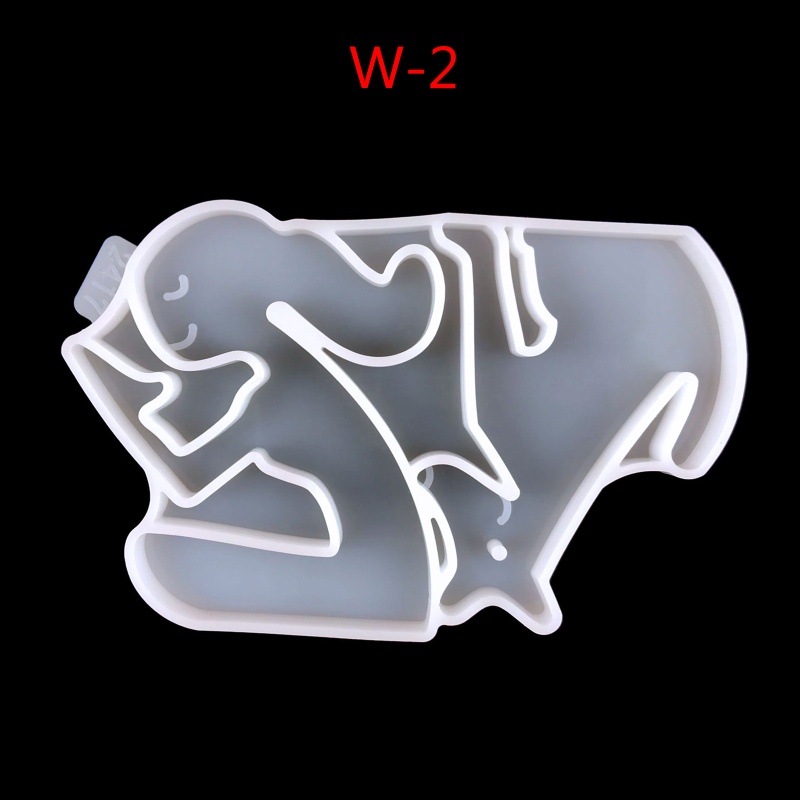 Khuôn Silicone Làm Móc Khóa Bằng Nhựa Epoxy Hình Cô Gái / Chú Chó Hôn Có Lỗ