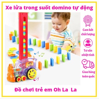 Đồ Chơi Tàu Hỏa Xếp Hình Domini Tự Động Cho Bé - Đồ Chơi Domino đoàn tàu xe lửa trong suốt có kèm pin 2A