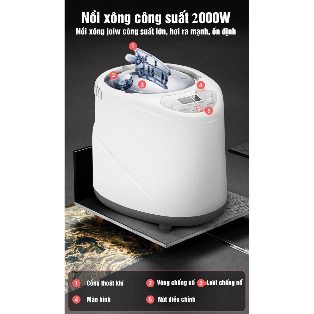 Bộ xông hơi đầy đủ nồi xông hơi 2.6l + lều xông vuông chui đầu cao cấp(Tặng bịch lá xông 110gr)