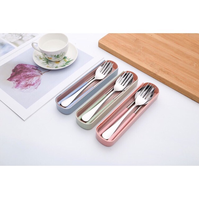 Bộ muỗng đũa inox du lịch có hộp đựng tiện dụng