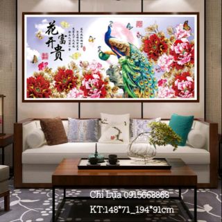Tranh thêu phu thê viên mãn kt 194*91cm