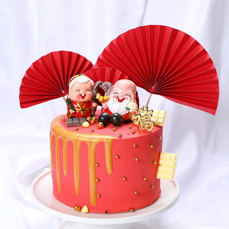 Tượng Ông Thọ Bà Thọ trang trí bánh kem, phụ kiện trang trí bánh sinh nhật, đồ trang trí, trưng bày