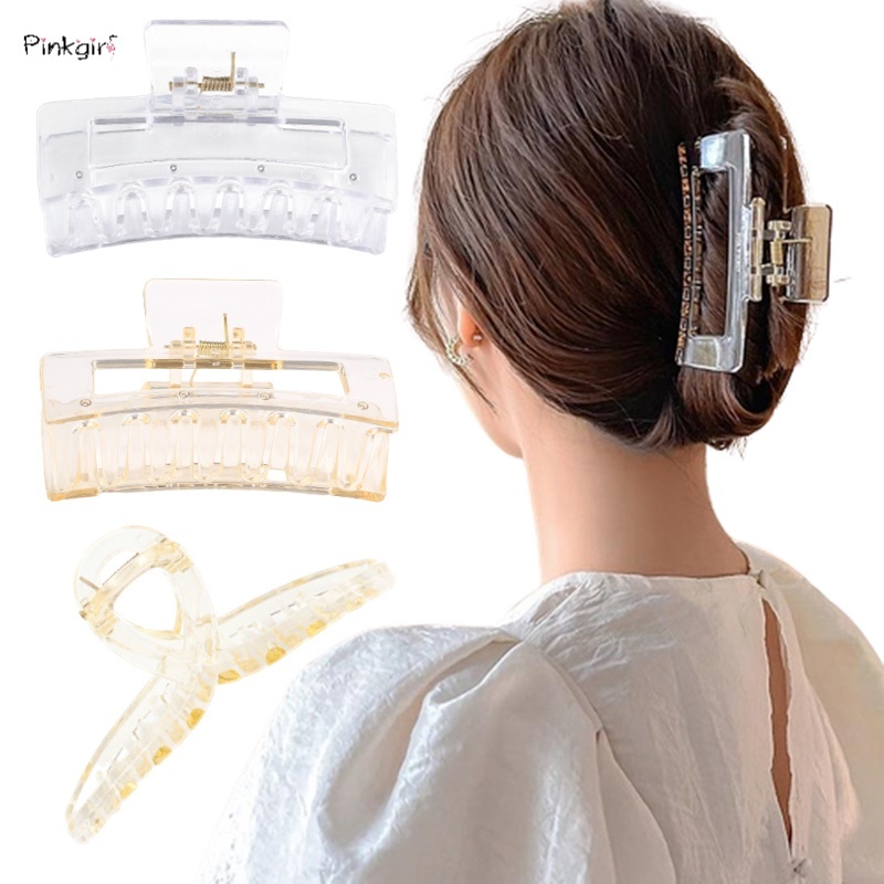 1 Kẹp Tóc Hình Chữ Nhật/Cá Mập Bằng Acrylic Dành Cho Nữ