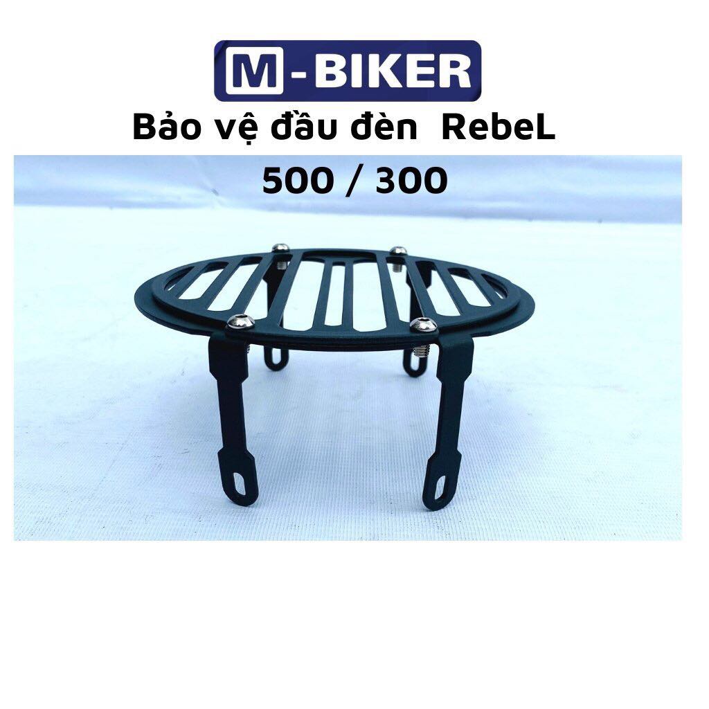 Bảo vệ đầu đèn cho honda Rebel 300-500, che đầu đèn honda rebel 300-500, sơn tĩnh điện màu đen.