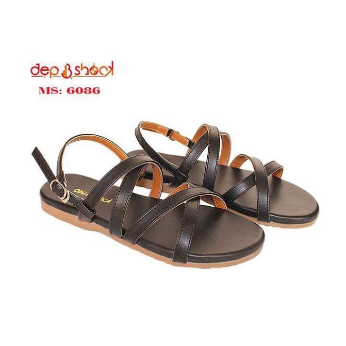 Sandal quai chéo big size thời trang đế bệt MS 6038