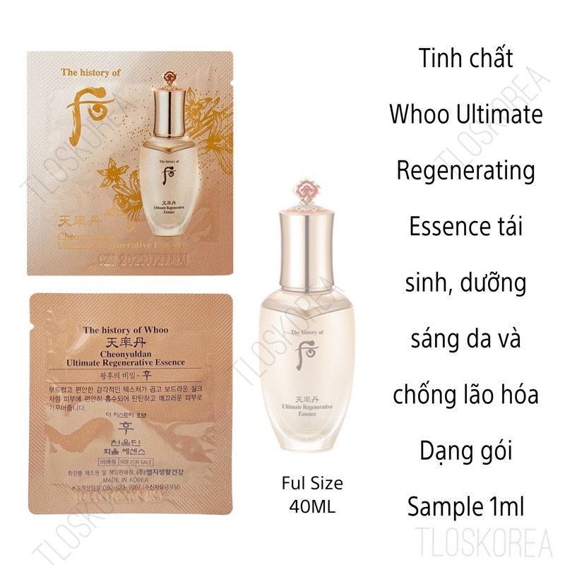 Tinh Chất Whoo Ultimate Regenerating Essence 1Ml - Chống Lão/ Tái Sinh Bậc Cao/ Tăng Đàn Hồi/ Hấp Thụ Nhanh/ Không Bết