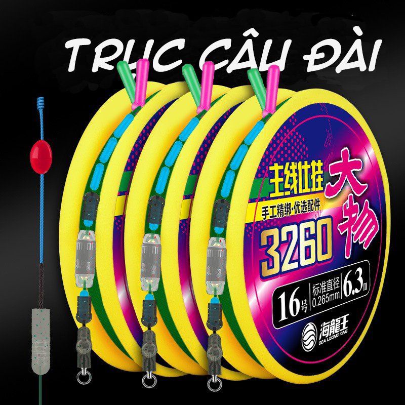 Combo 5 cái Trục Buộc Sẵn 3260 Cước Câu Cá Tàng Hình size 3m6 đến 6m3