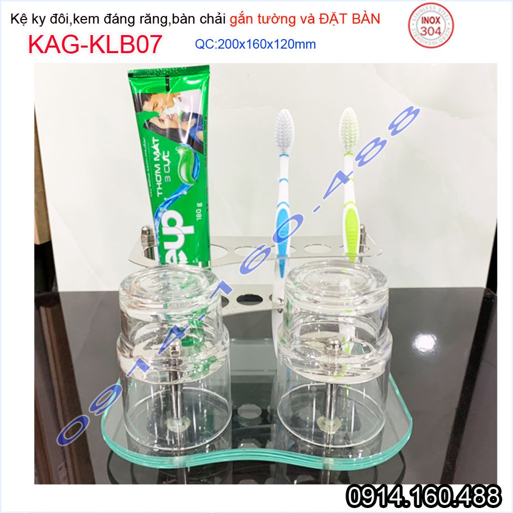 Kệ ly bàn chải kem đánh răng Inox 304 KAG-KLB07, kệ đa năng nhà tắm siêu đẹp-bền sử dụng tốt