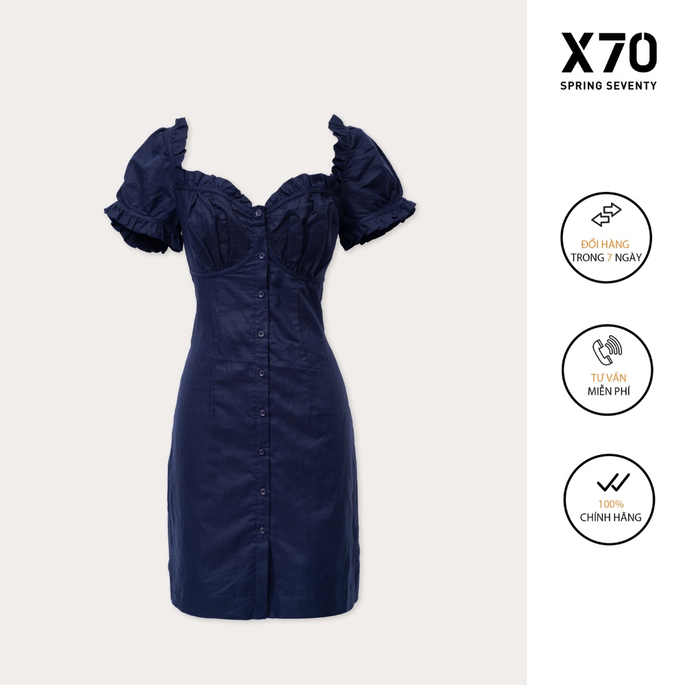 Đầm Nữ Linen Kiểu Dáng Tay Phồng Thiết Kế Họa Tiết Thời Trang X70 - 00880003