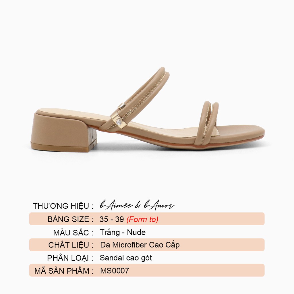 Sandal cao gót nữ 3p quai mảnh đế vuông mũi vuông thời trang công sở đẹp cao cấp bAimée &amp; bAmor - MS0007